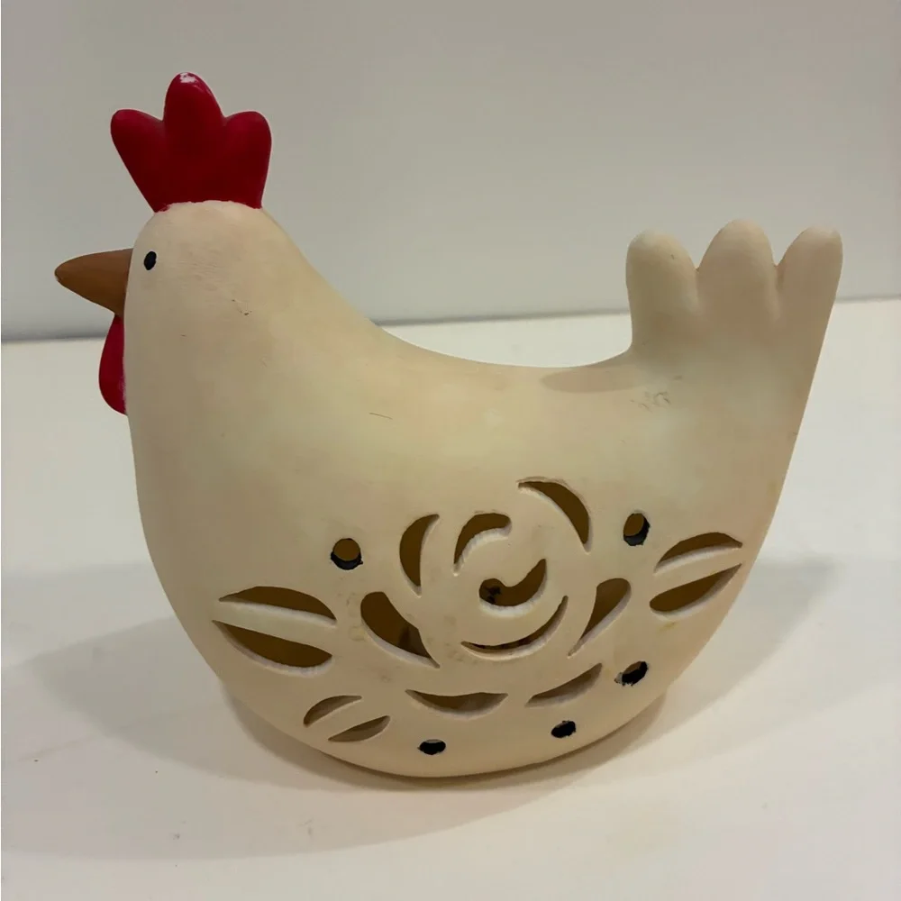 Easter Chicken Light W/Floral Cut Out light inside is YES included Kitsch Decor